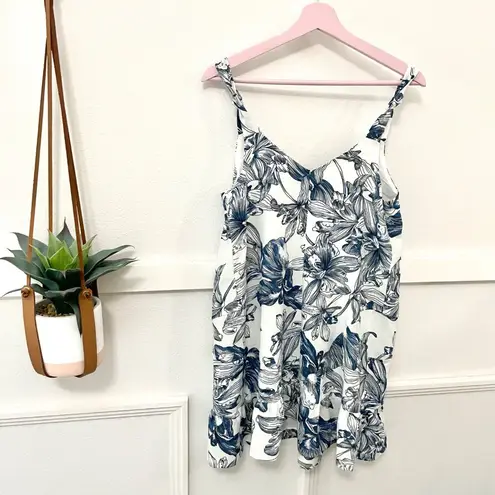 Ethereal by Paper Crane Blue Floral Flowy Tank Shift Dress Size S