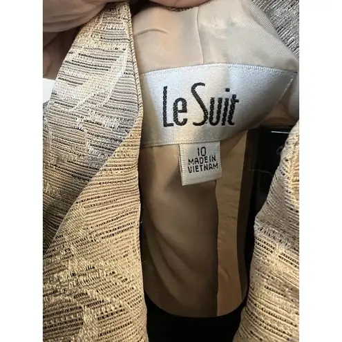 Le Suit Women’s Blazer Suit Jacket Gold Champagne Brocade Floral Size 10 EUC