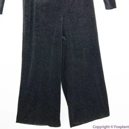 Eloquii NEW black Strong Shoulder Velvet Jumpsuit glitter , 22