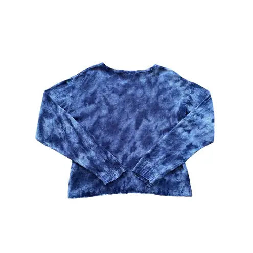 Faherty  Womens 100% Linen Reenie Lightweight Sweater Tie Dye Navy Blue Sz‎ Small