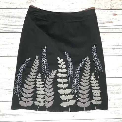 Boden Denim Fern Leaf Applique Embroidered A