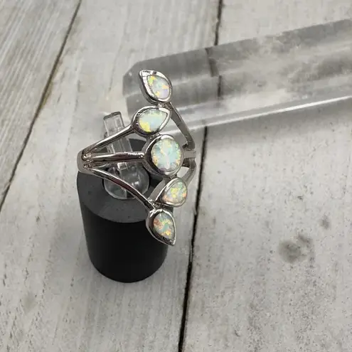 Sterling Silver Lab Opal Ring Size 8 Silver