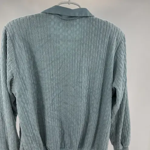 g.w. Division of graff terry cloth long sleeve polo textured vintage collared Blue Size XL