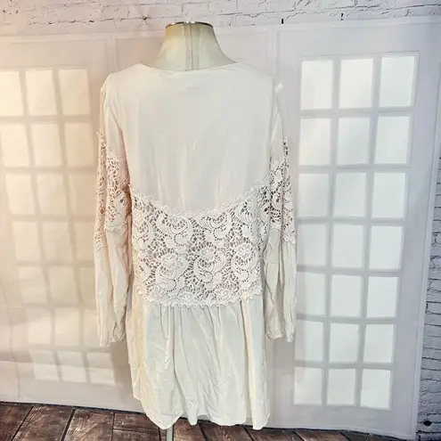 XCVI  Aubree Floral-Crochet Long Sleeve Top Cream Size 1X