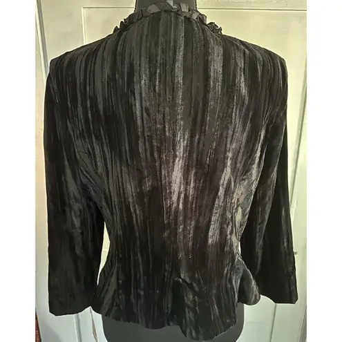 VTG Clues Collection Black Velvet Edwardian Victorian Ruffle Cropped Jacket Sz 6