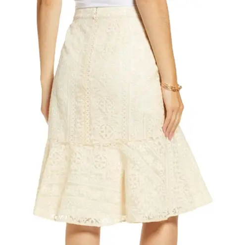 Rachel Parcell NWT Cream Embroidered Flounce Skirt Beige Swan Size Small NEW