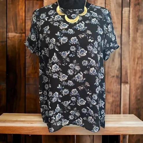 dr2 by daniel rainn floral high low blouse navy blue small