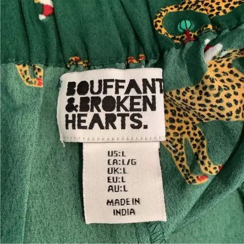 NWT Bouffant & Broken Hearts Cheetah Pajama Set + Satin Pillowcase Christmas L Green Size L