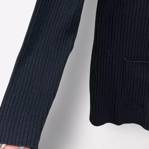 Rena Rowan Petite Large Ribbed Knit Black Sweater Full Zip Holiday Retro Y2K