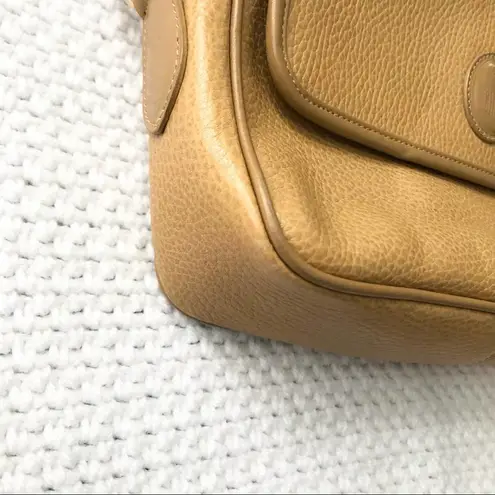 Mark Cross Vintage Tan Leather Rectangular Front Flap Top Zipper Crossbody Bag