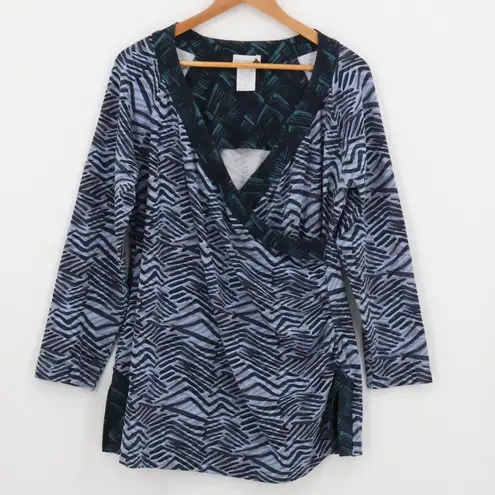 Soft Surroundings Tunic Top Womens Abstract Zebra Ruched Comfort Artsy Size XL