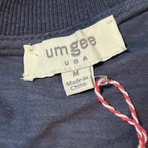 Umgee  Women's Cotton Midi Dress Blue Pockets V-neck Short Sleeve Oversized sz M