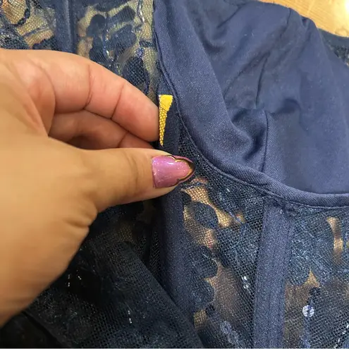 Lulus Fanciful Charm Navy Mesh Beaded Tiered One