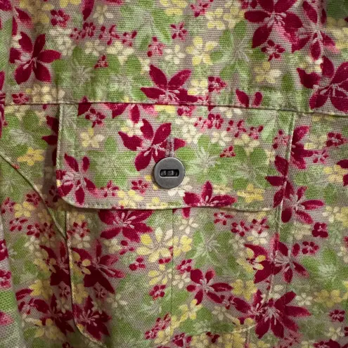 CJ. Banks Stretch Cotton Women's Floral Blazer Jacket 3/4 sleeve Size XL New Green