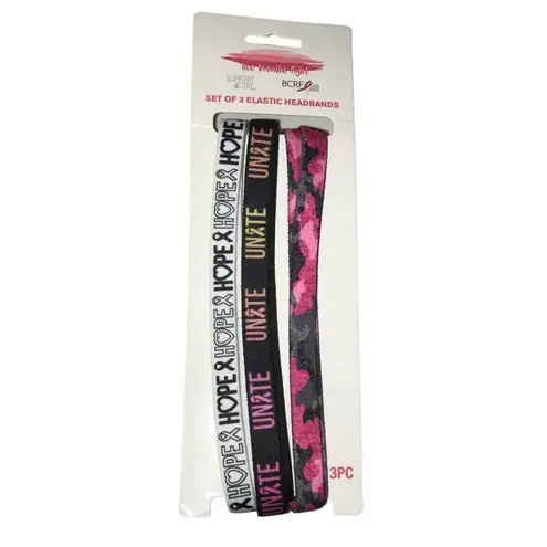 BREAST CANCER AWARENESS 3PK ELASTIC HEADBANDS