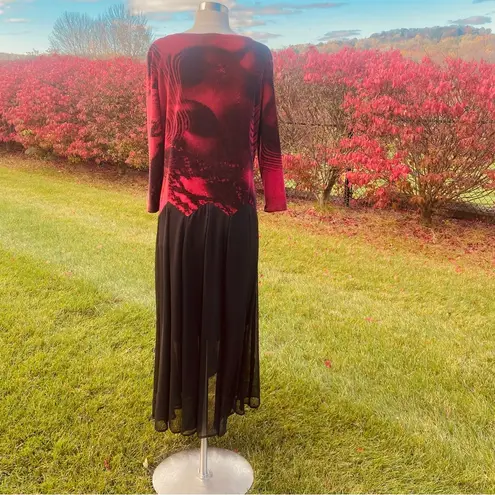 The Pyramid Collection red & black velvet Goth Dress Size L