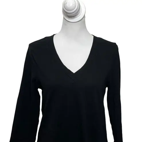 Pact Relaxed Slub Shirt Organic Cotton Top 3/4 Sleeves Black Womens Size S