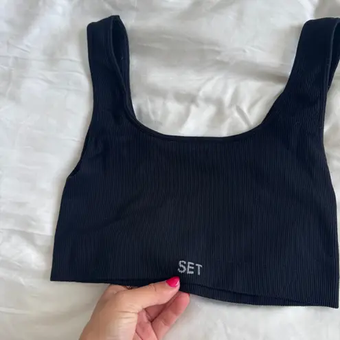 Set Active Square Neck Sports Bra Black Women’s Size M