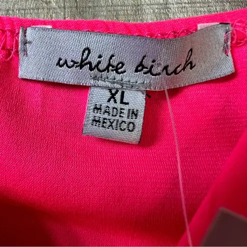 White Birch XL Cropped Neon Pink Tank Top w/Ruched Front & Tie