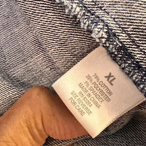 Dressbarn XL Fitted Denim Jean Jacket Womens Button Front Long Sleeve Blue