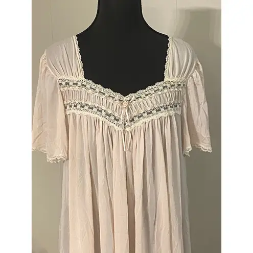 Vintage Pink Lace Nightgown Romantic Peignoir Sz Large Style Coquette Soft Girl