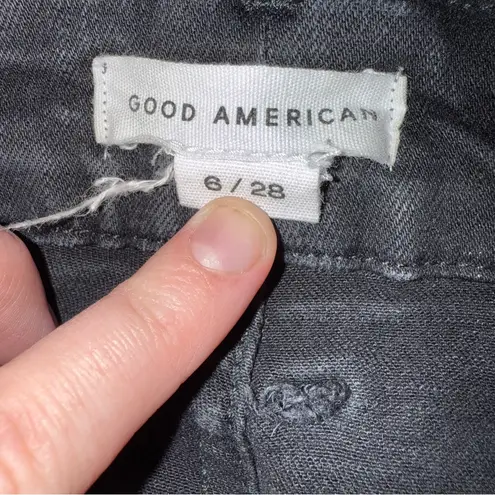 Good American Good Legs Step Fray Hem Faded Black Ankle Jeans Sz 6 / 28