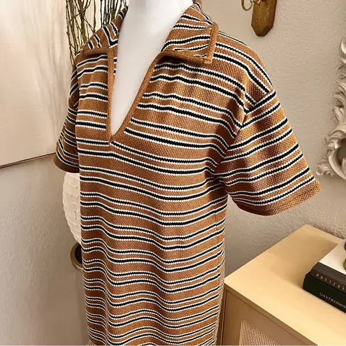 ZARA  Striped Knit Oversized Midi‎ Dress Side Slit Size Small