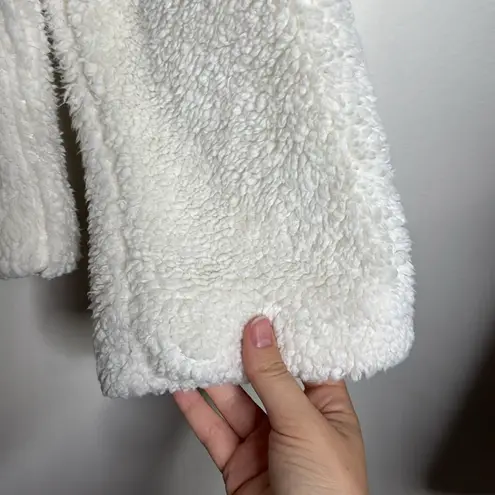 Gaiam Sherpa Fleece Full Zip Athletic Jacket Shawl Collar Yoga Off White size M