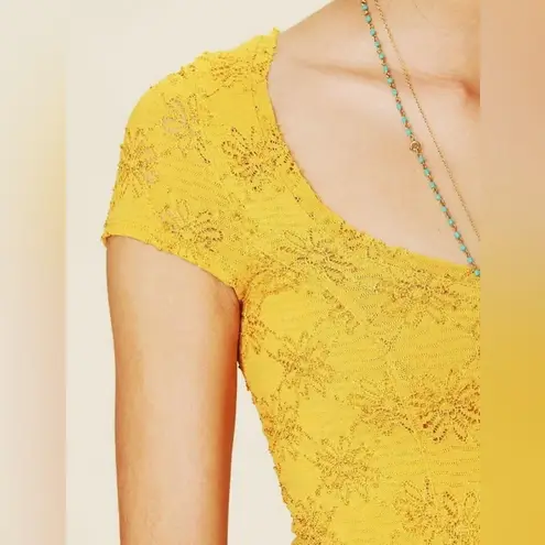 Free People Yellow Daisy Godet Lace Slip Dress Size XS