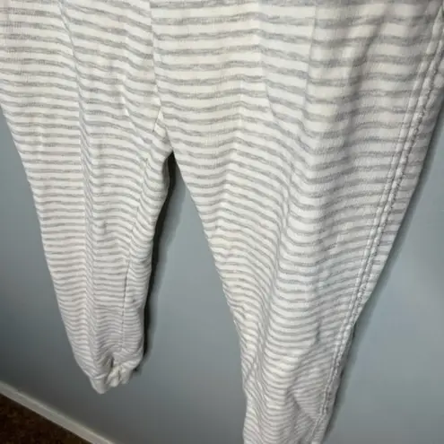 ATM White Gray Striped Super Soft Jogger Sweatpants lounge pockets size large