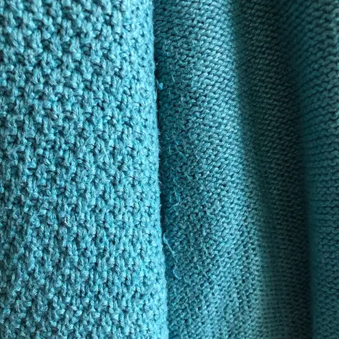 Coldwater Creek Sweater Teal Blue Shawl Collar Cableknit Sz L (14) GUC