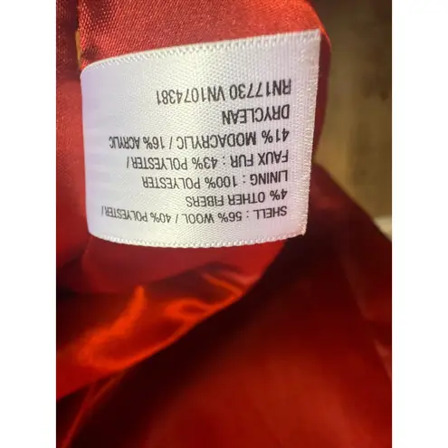 Merona Penny Lane Faux Fur Long Sleeve Button Coat tan S/P retro boho whimsi wool y2k