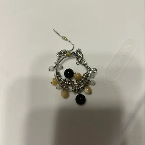 Checkerboard Pendant Necklace & Beaded Hoop Earrings Set Fashion Jewelry Black