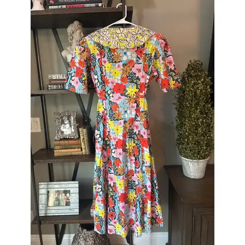 Celia B Nanna Floral Button Front Midi Dress Multicolor Womens Size XL Red