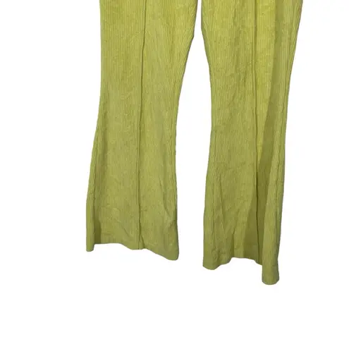 Aerie  Groove-On Rib Velour Flare Pants Chartreuse 70s Retro Boho Flared Trousers - Image 6