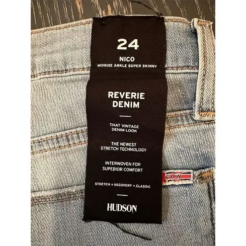 Hudson Women's Nico Midrise Ankle Super Skinny Jeans Size 24 Light Blue Denim