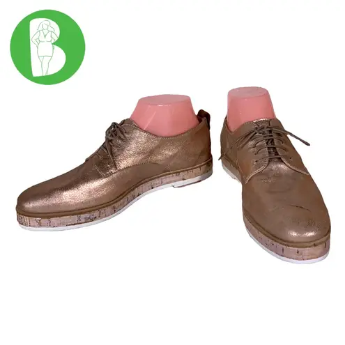 ATTILIO GIUSTI LEOMBRUNI AGL "JULIET" ROSE GOLD METALLIC LOAFERS (38) Pink Size 8