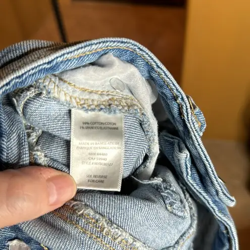 Tinseltown High Waisted Distressed Denim Shorts Fringe Hem Mom Jeans Size 5