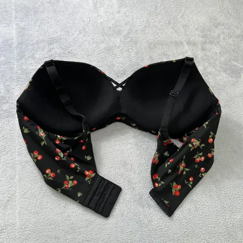 Torrid Curves 44D Push Up Plunge Bra Black Cherry Print 360 Back Smoothing Size undefined