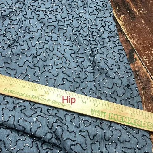 90s Y2K Andretta Donatello Silk beaded halter Open Back maxi prom dress gown L Gray Size L