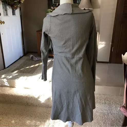 Cut loose Raw Hem Ribbed Open Front Cardigan Jacket Grey Small Lagenlook Gray