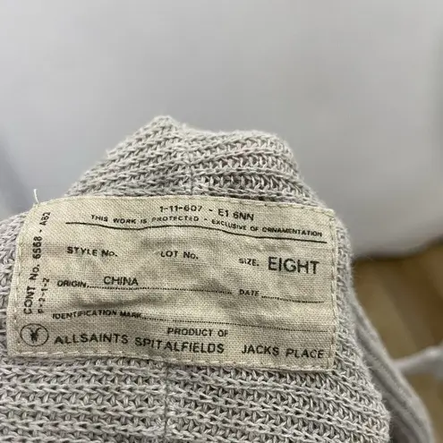 AllSaints Shawl Collar Exposed Seam Drape Cardigan Sweater Pockets Gray size 8