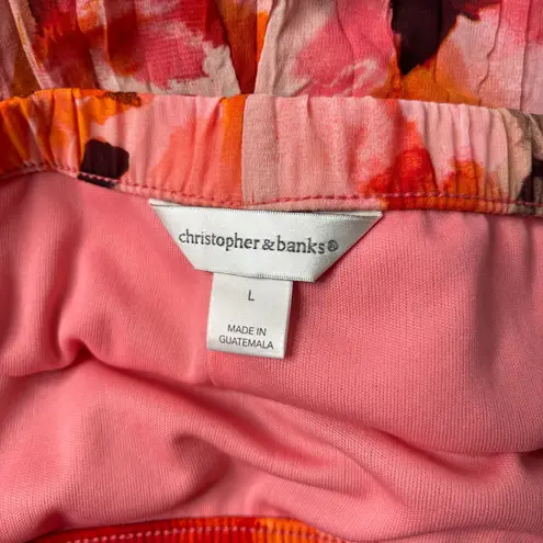 Chiffon Floral Skirt L Flowy Orange Red Pull On Fairy Boho Bright Romantic Y2K Size L