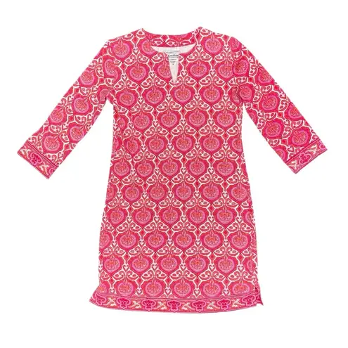 Coolibar Oceanside Tunic Dress 3/4 Sleeve Mini Length Pullover UPF Pink Small S
