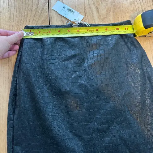 Naked Wardrobe NWT The Crocodile Midi Skirt in Black Bodycon Faux Leather Small