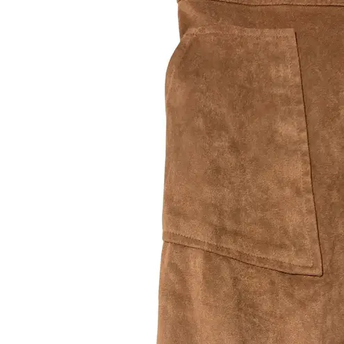 Bar III  Womens Faux-Suede Mini Skirt Button Front Caramel Junior Medium