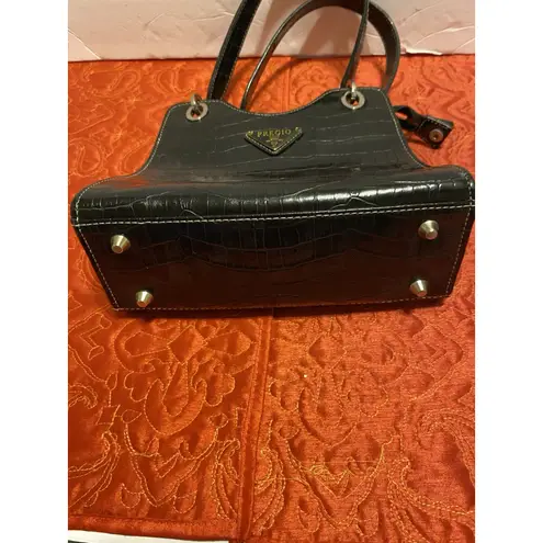 Black Pregio Boutique Handbag Faux Alligator Purse Chain Connects Straps
