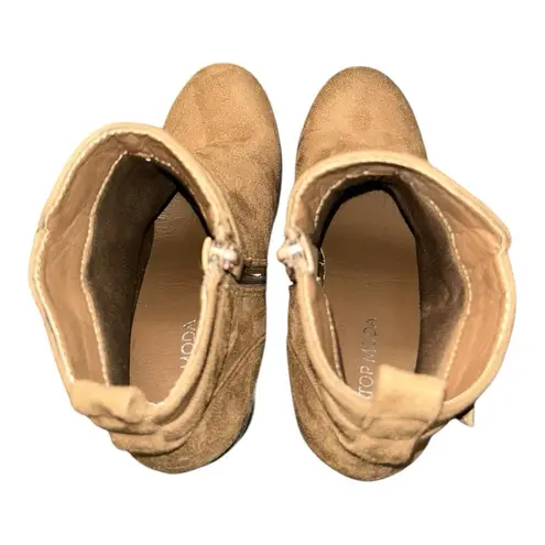 Top Moda Tan Chunky Heel Ankle Booties