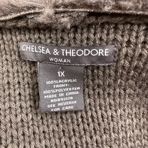 Chelsea & Theodore Faux Suede
Fur Knit Sweater Jacket Cardigan
Gray Gray Size 1X