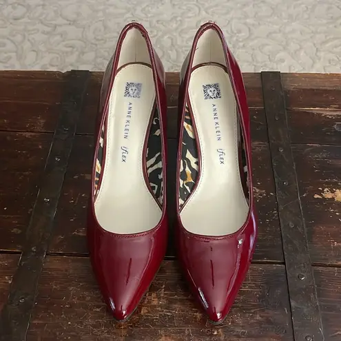 Anne Klein  Red Patent Leather High Heels 3.5" with Zipper Size 9